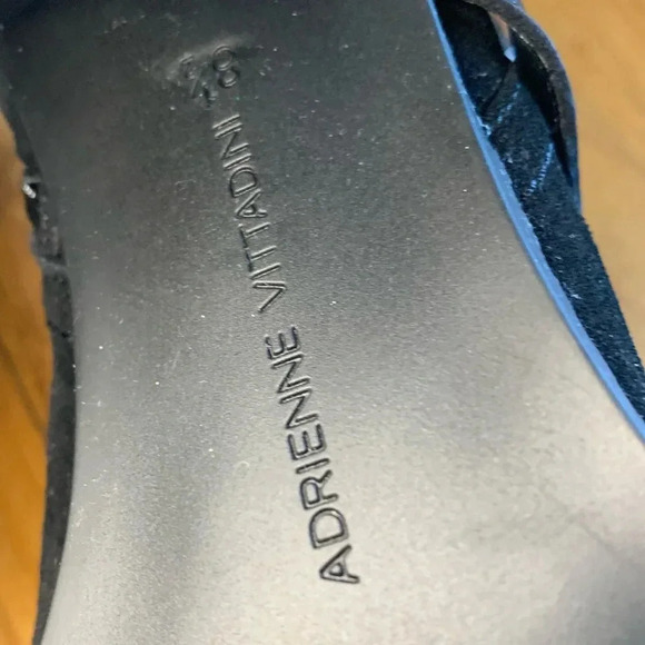 Adrienne Vittadini Black Suede Booties with Leather Strap Side Detailing. Size 8 - Picture 5 of 5